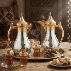 طقم ترامس هيلة السيف غاليري، قطعتين، 1.2/1.2 لتر، حافظة داخلية ستانلس ستيل، منقوش، فم ذهبي - فضي product image 2