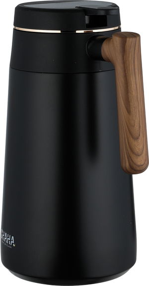 ترمس شاها، حافظة داخلية ستانلس ستيل1.7 لتر، ضغاط، يد خشبي - أسود product image 2
