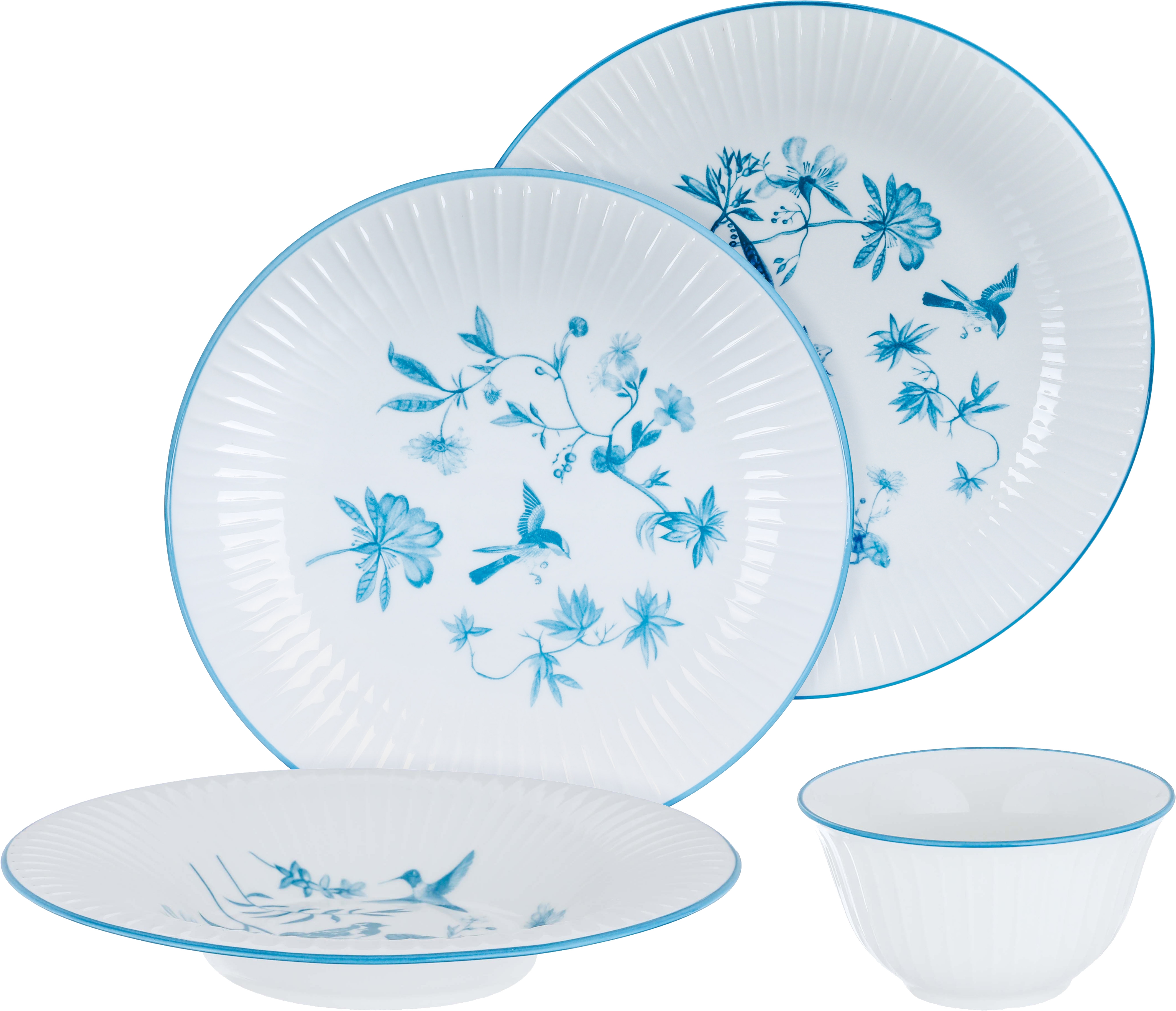 طقم سفرة بورسلان بنقش أزرق السيف غاليري، 24 قطعة - أبيض product image