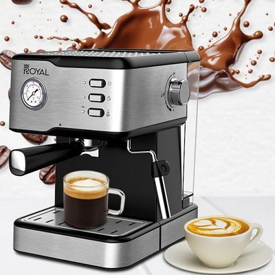 صانعة اسبريسو رويال، 950 واط، 1.5 لتر، 15 بار، شاشة ديجيتال، RA-CM3815 - فضي اسود product image 4