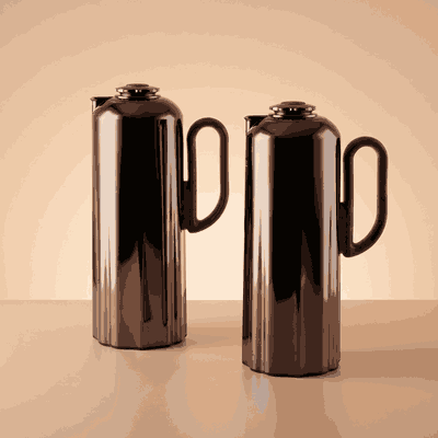 طقم ترامس نجدية السيف غاليري، 1 / 1 لتر، 2 قطعة، حافظة داخلية زجاج، يد خشبي، ضغاط - أسود لامع product image 2