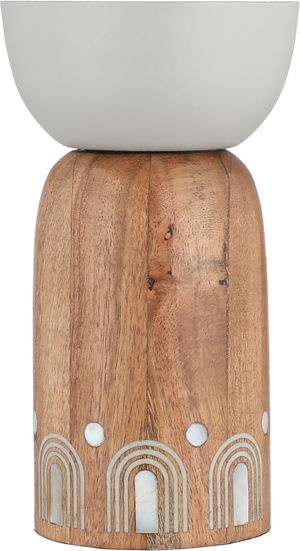 Al Saif Gallery Stainless Steel Incense Burner, 8x8x17.5 cm, Wooden Base - Light Wood Gray product image 2