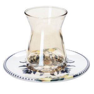 طقم تقديم بيالات شاي فناجين قهوة زجاج السيف غاليري، 12 قطعة - ملون product image