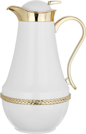 Al Saif Gallery Nouf thermos set, 0.7 / 1 liter, 2 pieces, thermal glass inner container, stainless steel outer shell - golden white product image 6