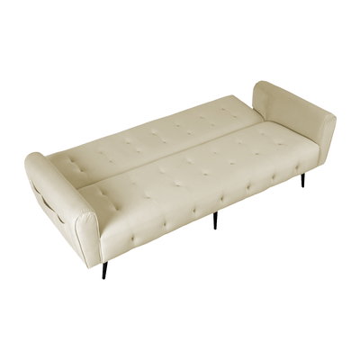 كنبة سرير مونتيلا خشب سويدي باك كومفورت، 190x70x90 سم، قماش مخمل - بيج فاتح product image 3