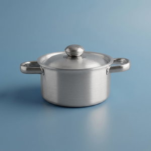 Robust aluminum pot with lid and handles, 30 cm, round - silver product image