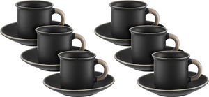 طقم فناجين قهوة تركي مع صحون بورسلان السيف غاليري، 12 قطعة، 60 مل - رمادي غامق بيج product image