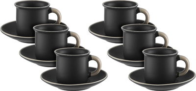 طقم فناجين قهوة تركي مع صحون بورسلان السيف غاليري، 12 قطعة، 60 مل - رمادي غامق بيج product image 1