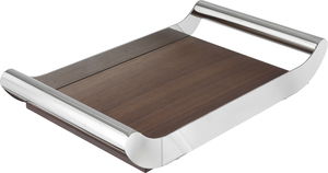 Al Saif Gallery Wooden Serving Tray, 35x20x6.5 cm, Rectangular, Steel Handle - Silver Wood product image 2