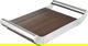 Al Saif Gallery Wooden Serving Tray, 35x20x6.5 cm, Rectangular, Steel Handle - Silver Wood product image 2