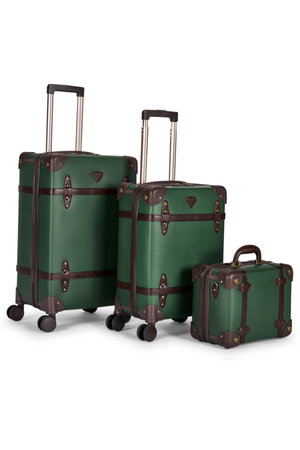Limra LMA-16970 Limra Faux Leather Luggage Set, 4 Sizes, 4 Wheels, 360 Degree Rotating - Dark Brown Green product image 2