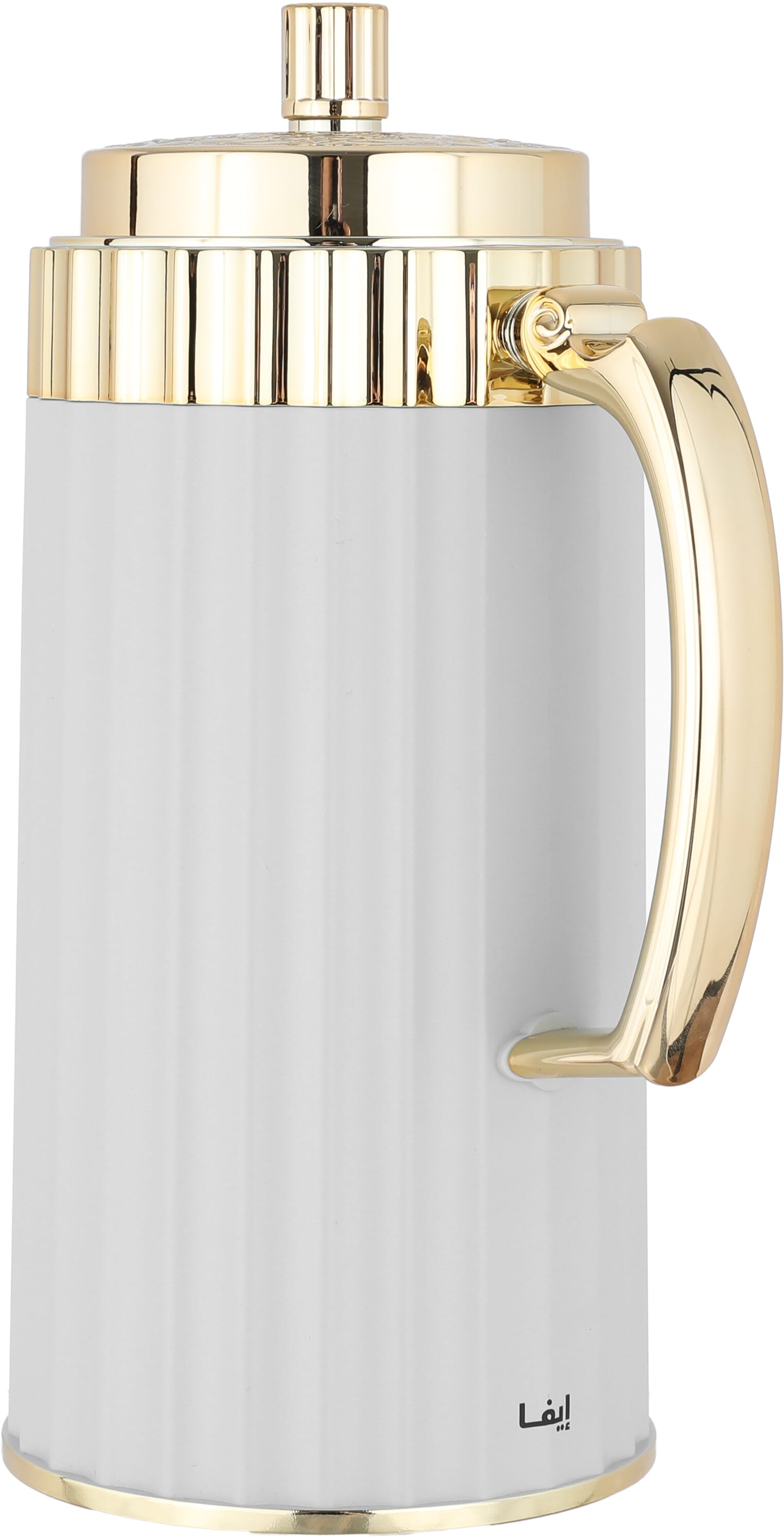 Al Saif Gallery EVA thermos set, 1-0.7 liters, golden handle, 2 pieces, thermal glass inner shell, plastic outer shell - light gray product image 2