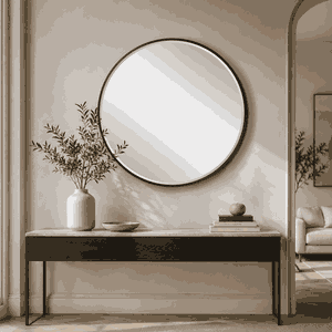 مراية دائرية زجاج، 100×100 سم، اطار معدن - اسود product image