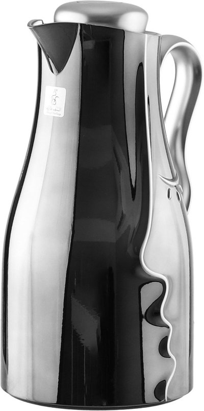 Al Saif Gallery Hawaa Thermos Set, 0.7/1 Liter, 2 Pieces, Inner Glass Case, Outer Plastic Body - Silver Black product image 4