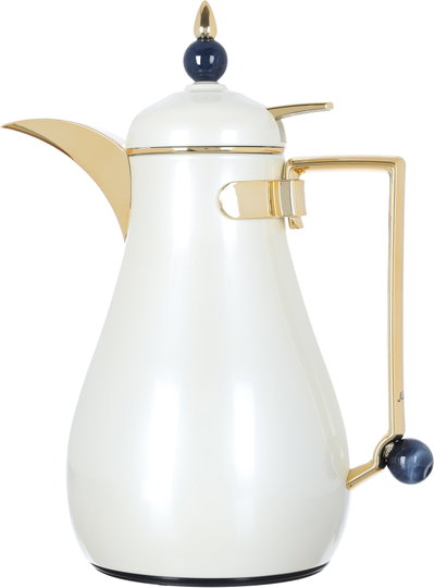 Al Saif Gallery Crystal Thermos Set, 1/0.7 litre, tofaria, thermal glass inner container, steel outer shell - pearl gold product image 6
