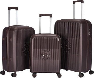 طقم شنط سفر بولي بروبيلين ليمرا، 3 مقاسات، 4 عجلات، بزاوية 360 درجة، LMA-PP524-3PCS - بني product image 1