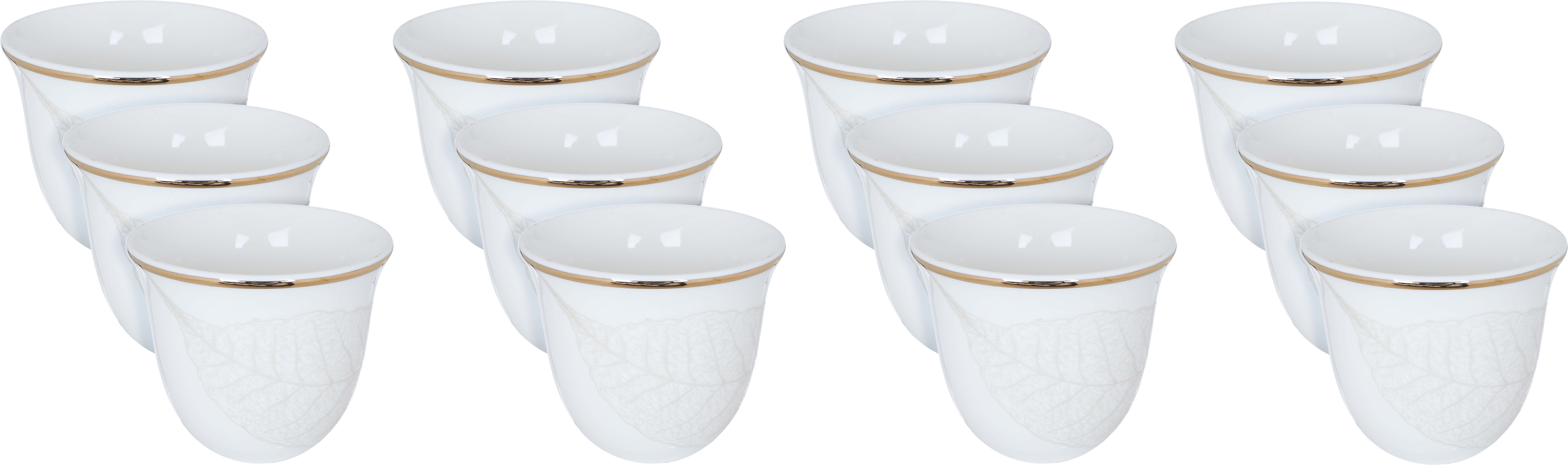Al Saif Gallery porcelain Arabic coffee cups set, leaf pattern, 12 pieces - white product image