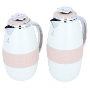 Al Saif Gallery Asmaa thermos set, 1/0.7 liter, thermal glass inner container, steel outer shell - white product image 2