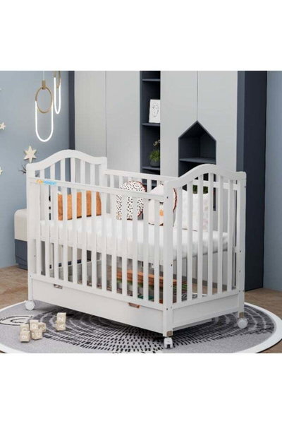سرير اطفال خشب الصنوبر فان مومنت، 120×60 سم، مزود بدرج تخزين - ابيض product image 6