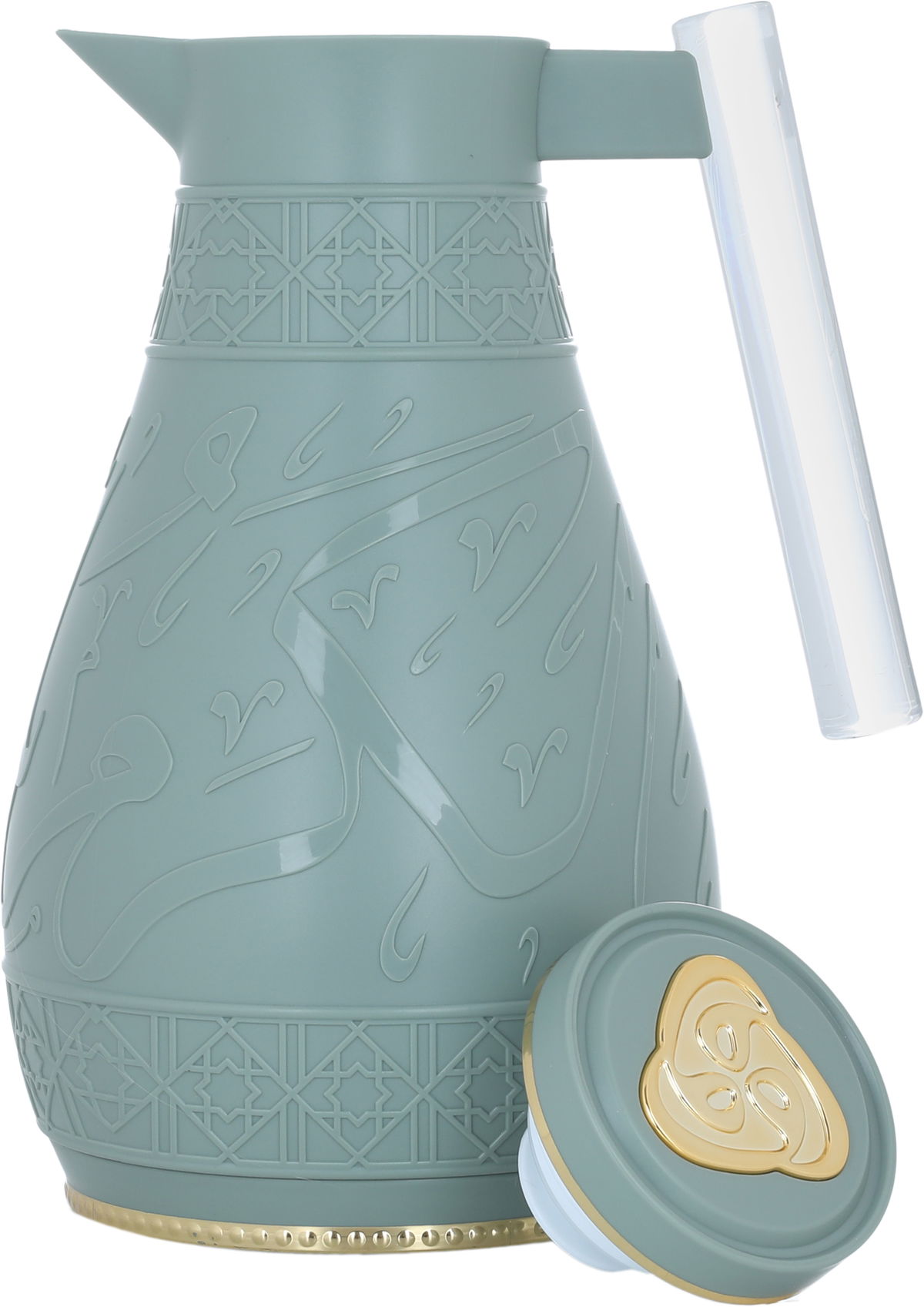 Al Saif Gallery Karam thermos set, 1/0.65 liter, Islamic pattern, thermal glass inner shell, plastic outer shell - green product image 7