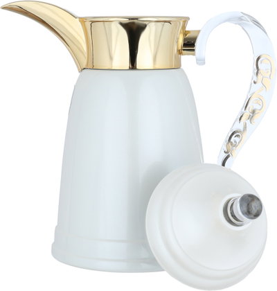 Al Saif Gallery Qamar Thermos Dallah, 0.35 L, Transparent Handle, Stainless Steel Inner Case, Stainless Steel Outer Body - Pearl Gold product image 3
