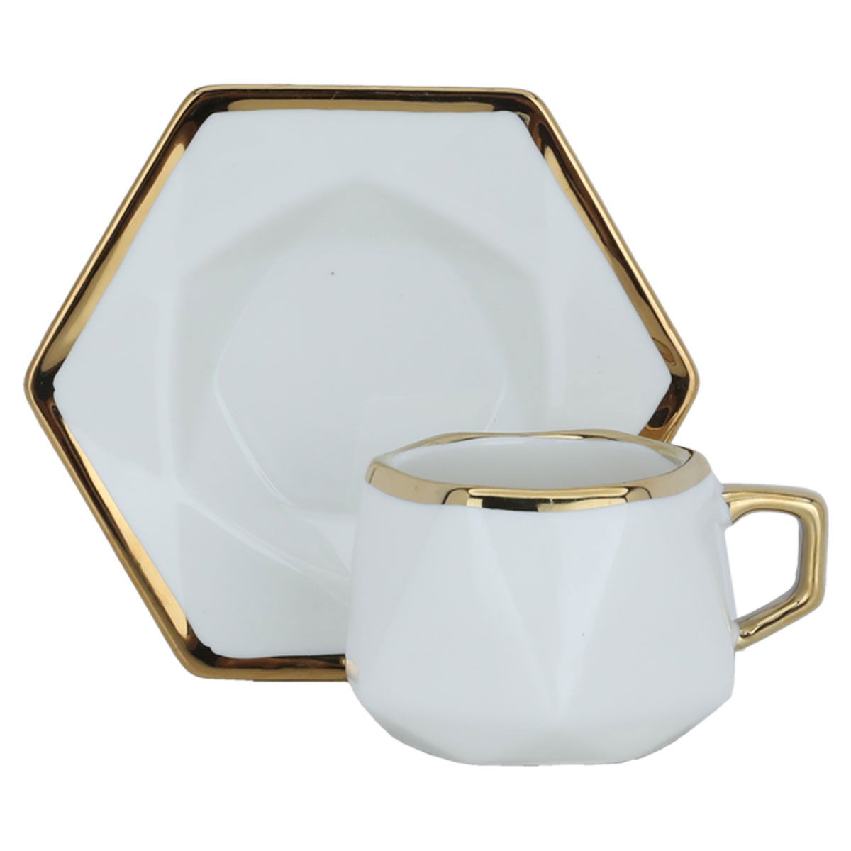 Al Saif Gallery coffee cups and saucers set, porcelain, 12 pieces - white product image
