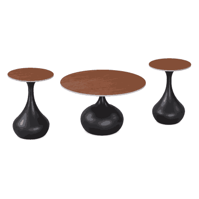 طقم طاولات سيراميك و معدن، 3 قطع - اسود بني product image 4