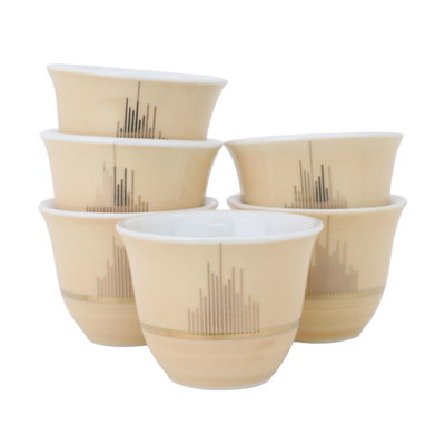 طقم فناجين قهوة عربي بورسلان السيف غاليري، 12 قطعة - بيج product image 2