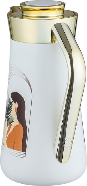 ترمس الهدا ستانلس استيل السيف غاليري، 1 لتر، يد ذهبي، ضغاط - أبيض product image 2