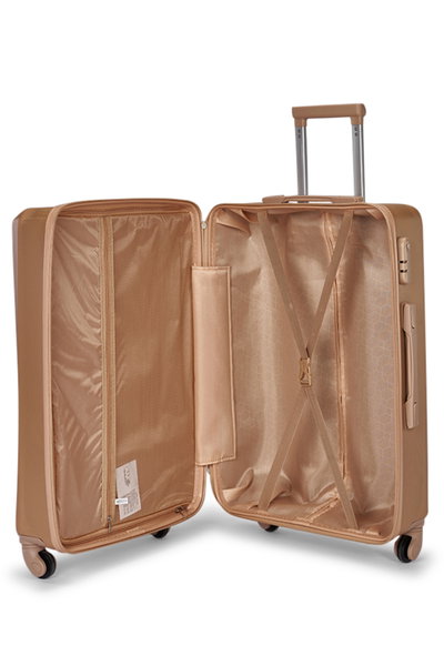 طقم شنط سفر ABS ليمرا، 4 مقاسات، 4 عجلات، قفل ارقام، WM-72 - ذهبي product image 7