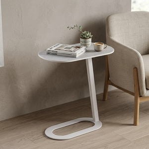 Modern ceramic and steel side table, 60 x 30 x 60 cm - light gray product image