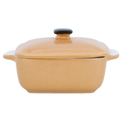 Al Saif Gallery Porcelain Oven Bowl, 250 ml, square, with lid, handle - yellow product image 2