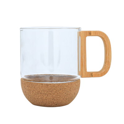 مج زجاج بيد وقاعدة خشب السيف غاليري، 300 مل - شفاف product image 1