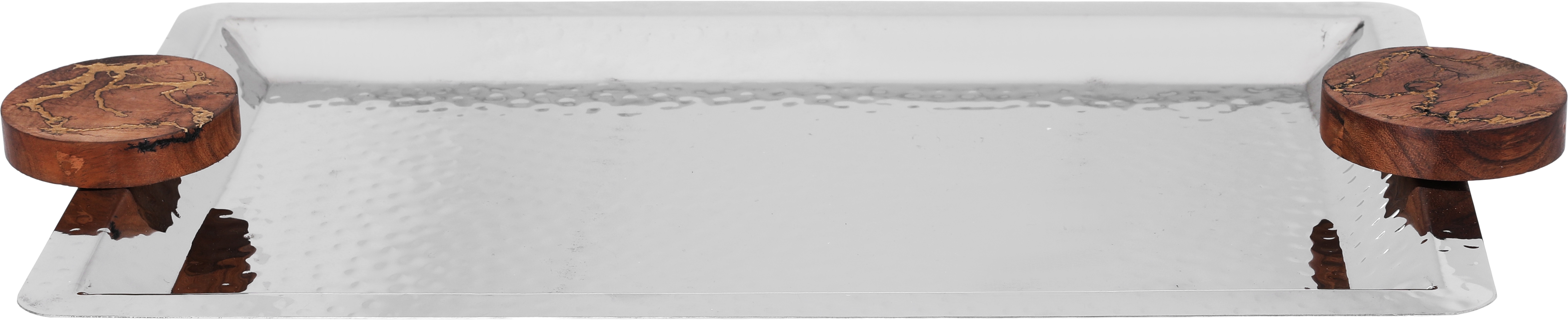 طوفرية تقديم استيل السيف غاليري، 50.5×26×3.5 سم، مستطيل، يد خشب - فضي product image