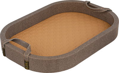 Al Saif Gallery Wooden Serving Tray, 40.5x30x4.5 cm, Oval, Two Handles - Beige Brown product image 2