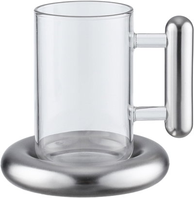 Al Saif Gallery Terhab Thermos Set, 21 Pieces, Cups with Saucers, Coffee Cups, Saucer, Transparent Handle - Silver Transparent product image 8