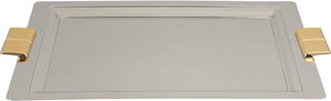Al Saif Gallery Steel Serving Tray, 43x27.8x1 cm - Silver Gold product image 2