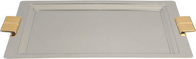 Al Saif Gallery Steel Serving Tray, 43x27.8x1 cm - Silver Gold product image 2