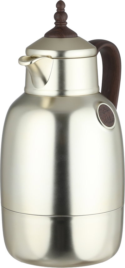 Lalooza Bran Thermos Set, 0.7/1 Liter, Glass Interior, Push-Button Lid - Matte Wood Finish Silver product image 5