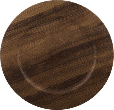 AlSaif Gallery Gozi Plastic Serving Tray, 33x33x1.5 cm, Round - Light Wooden product image 2