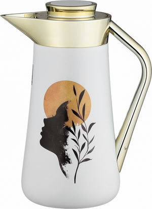 ترمس الهدا ستانلس استيل السيف غاليري، 1 لتر، يد ذهبي، ضغاط - أبيض product image