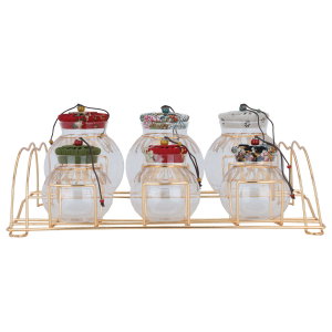 طقم علب زجاج السيف غاليري، 7 قطع، ستاند ذهبي - ملون product image 2