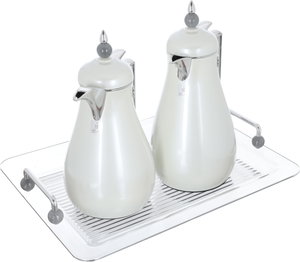 Al Saif Gallery Crystal Thermos Set, 1/0.7 litre, tofaria, thermal glass inner container, steel outer shell - white product image 2