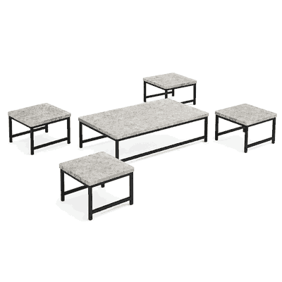 طقم طاولات خشب MDF و معدن، 5 قطع - اسود فضي product image 3