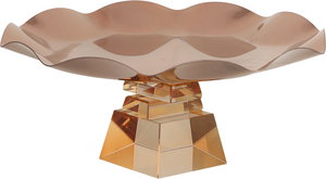 ستاند تقديم ستانلس استيل السيف غاليري، 28x28x12 سم، قاعدة مربع زجاج - عسلي نحاسي product image