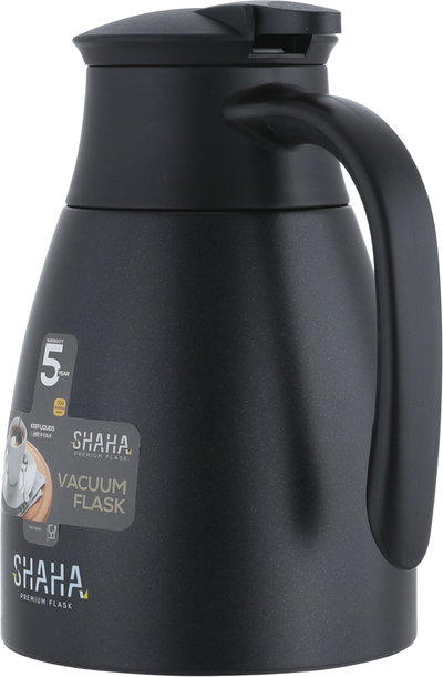 ترمس شاها، 1 لتر، خامة داخلية استيل، هيكل خارجي استيل، ضغاط - اسود product image 3