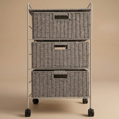 Al Saif Gallery Wicker Food Cabinet, 3 Shelves, 79X38.5X47 Cm - Gray product image 1