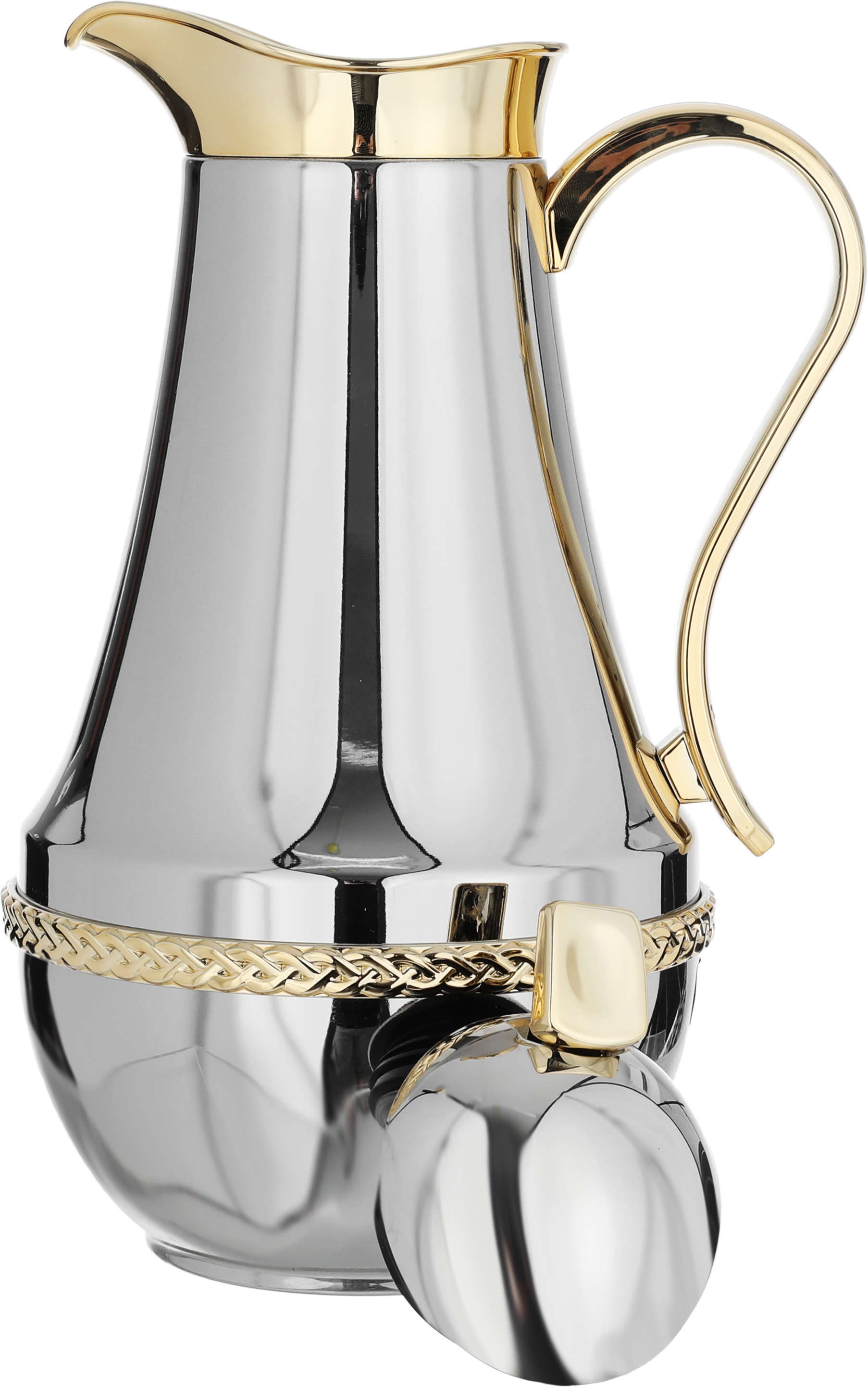 Al Saif Gallery Nouf thermos set, 0.7 / 1 liter, 2 pieces, thermal glass inner shell, stainless steel outer shell - silver gold product image 9
