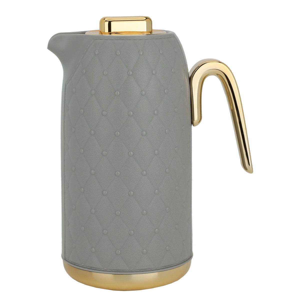 Timeless rattan thermos, 1 liter, golden handle, thermal glass inner container, plastic outer shell - brown product image