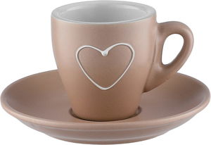 Al Saif Gallery porcelain Turkish coffee cup set, heart pattern, 12 pieces - brown product image 2